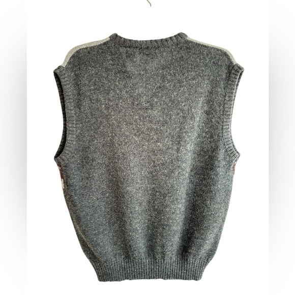 Vintage Mens Argyle Sweater Vest Multicolor X-Large Wool Blend Academia Classic - Picture 7 of 12